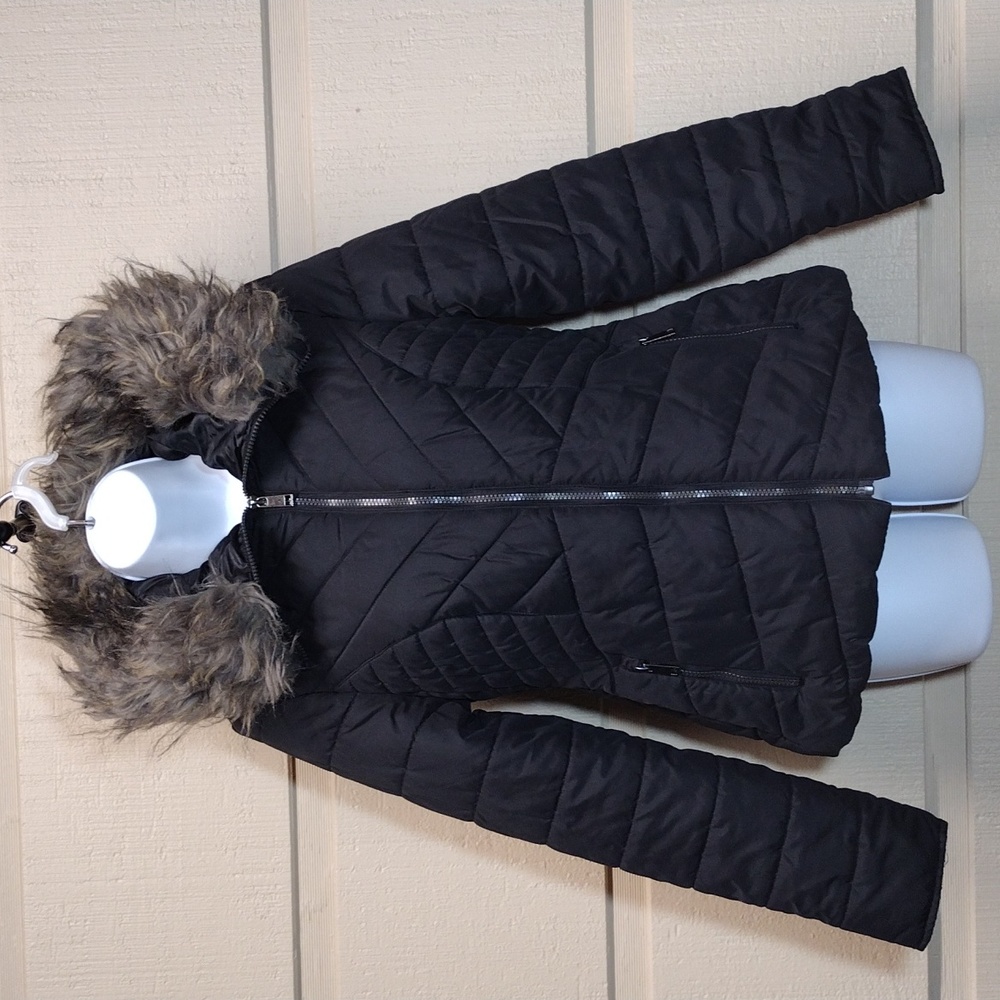 Maralyn & Me puffer jacket with faux fur trimmed hood S